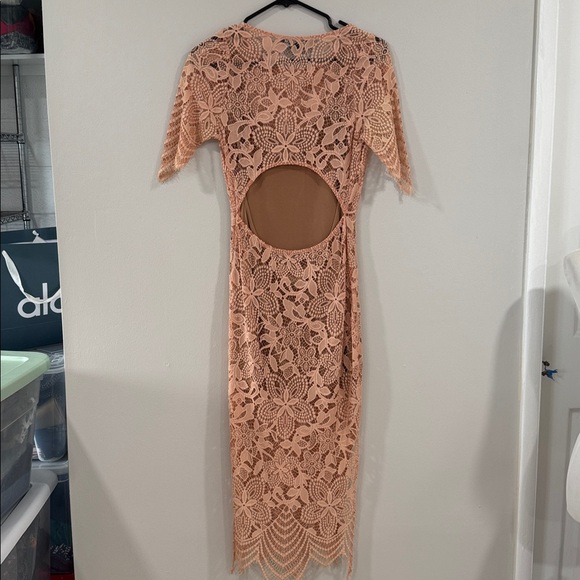 For love and Lemons Luna lace blush peach midi dress romantic feminine wedding - Picture 5 of 6